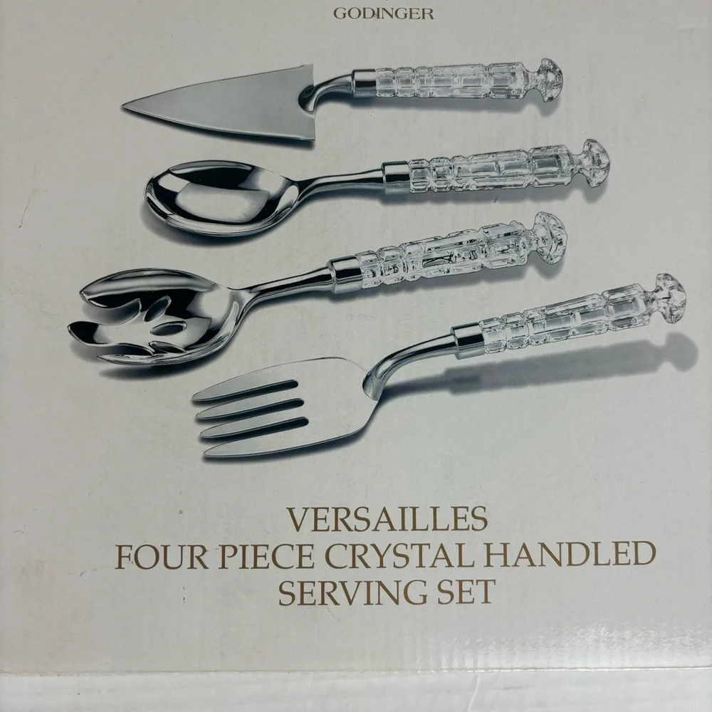 Shannon Crystal by GODINGER-Versailles Serving Set-4-pc crystal handles-NIB